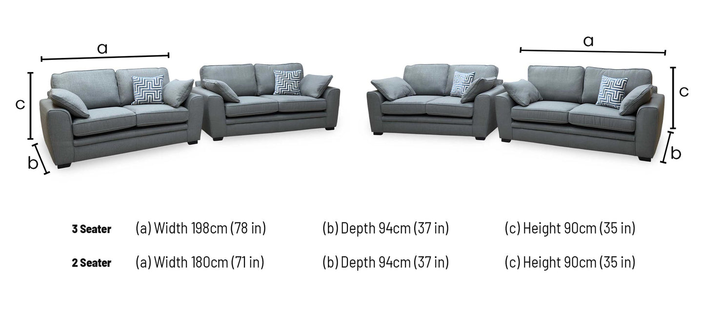 'Chalfont' Texas Linen Fabric 3 + 2 Seater Sofa Set