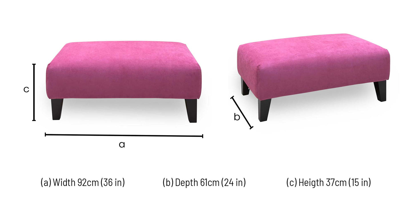'Orka' Pink Sensual Velvet Fabric Plain Banquette Footstool