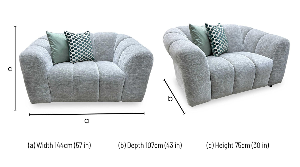 'Rhianna' Aston Lead Grey Fabric Cuddler Chair