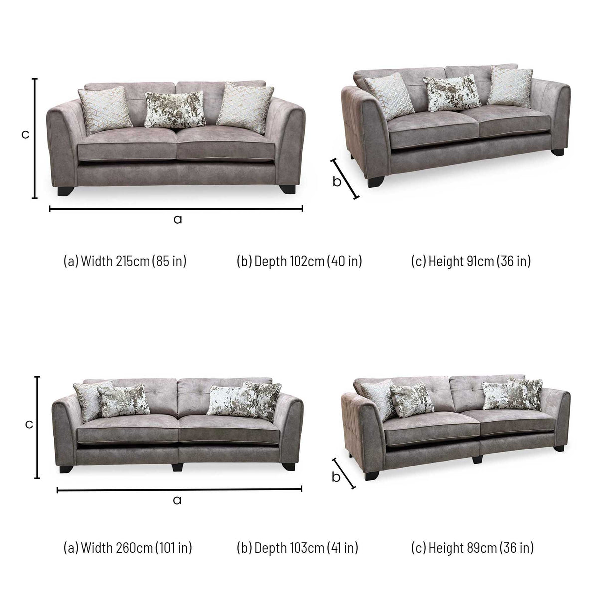 ‘Mariah’ Dapple Chocolate-Tri No Insert Velvet Fabric 4 + 3 Seater Classic Back Sofa Set