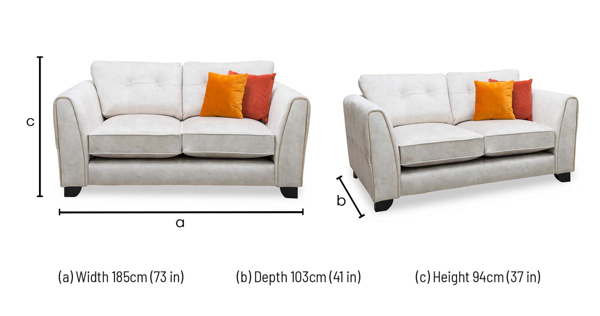 'Mariah' Dapple Ivory-Tri Brass Insert Velvet Fabric 2 Seater Classic Back Sofa