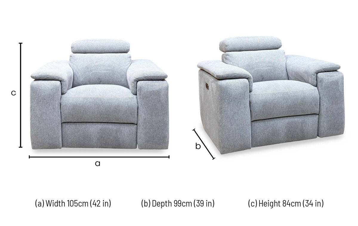Nicoletti 'Davide' Zoia Glacier Grey 9505 Woven Fabric Swivel Rocker Recliner Chair