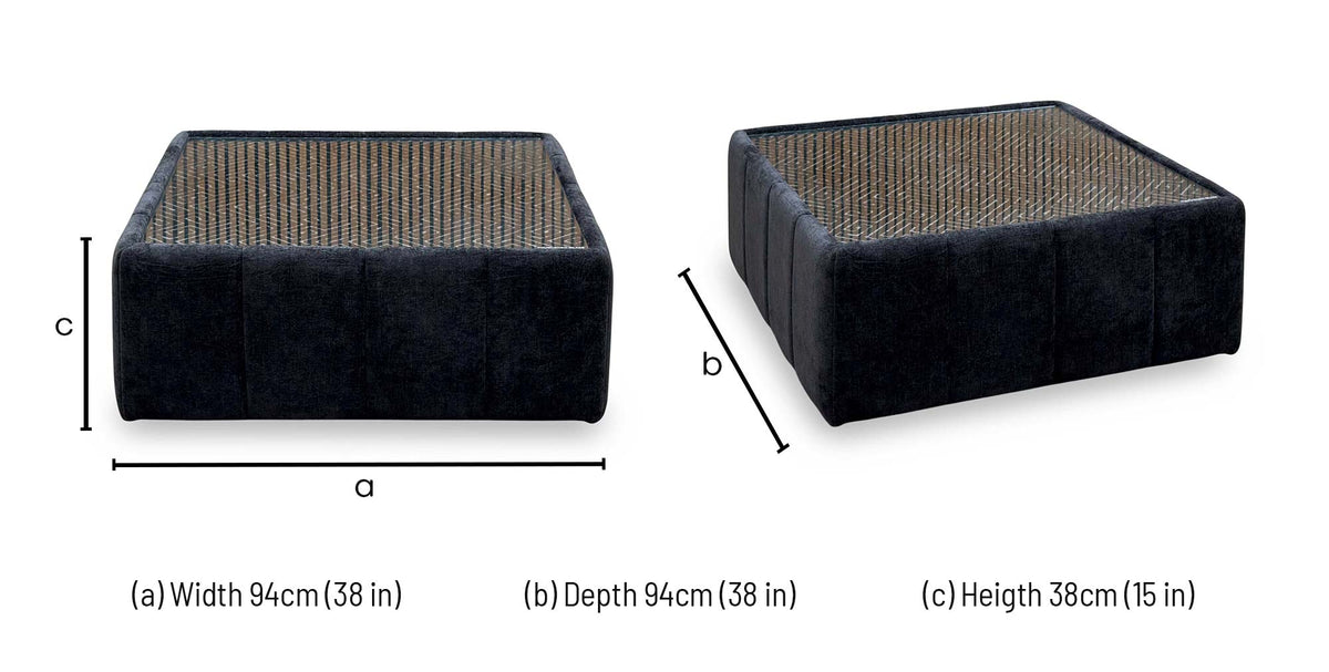'Belissimo' Mirage Black - Bell Black_Gold Patterned Fabric Square Glass Top Table