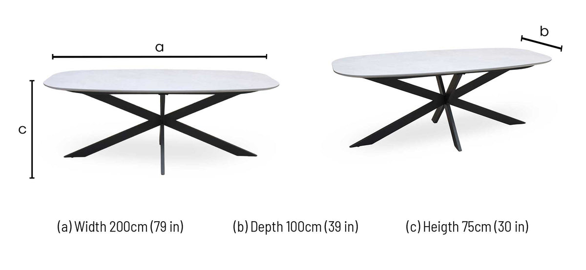 'Sadia' Grey Concrete Effect Veneer Large Oval Dining Table