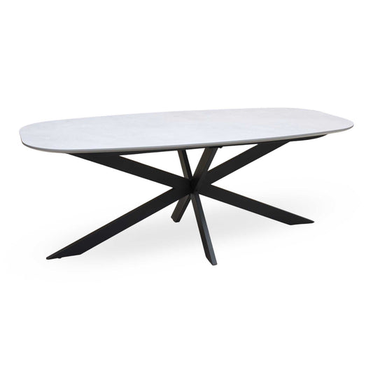 Sadia Grey Concrete Effect Veneer Large Oval Dining Table