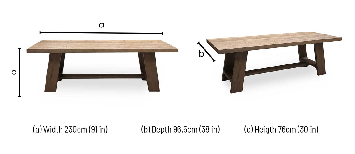 ‘Massimo’ Cashew Brown Veneer 230cm Wooden Dining Table