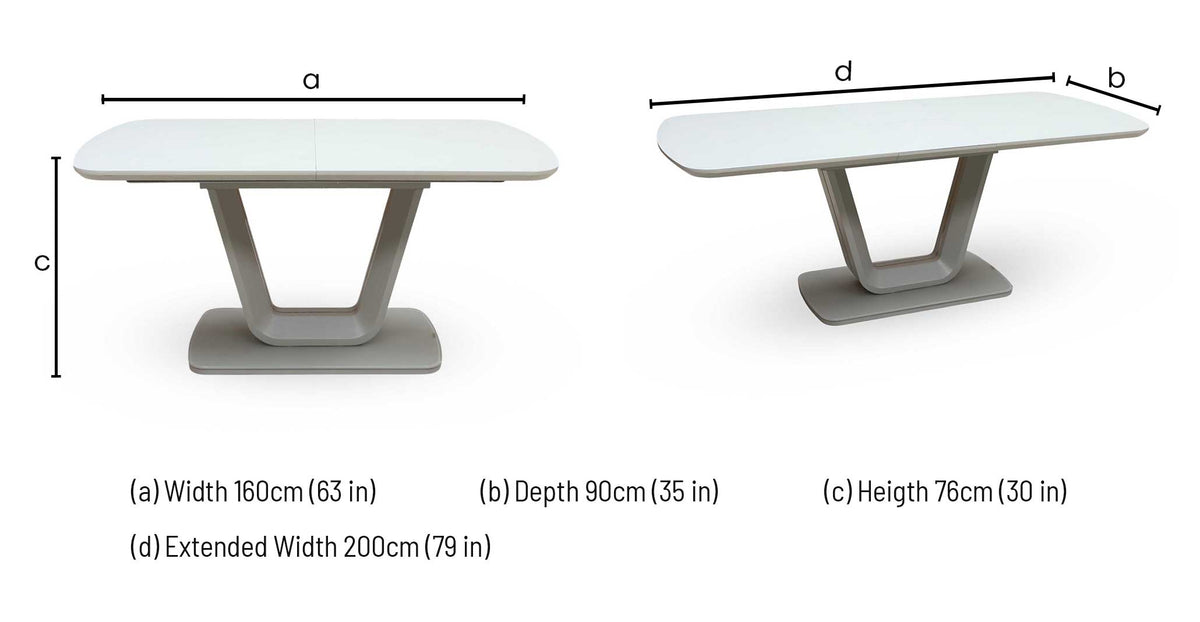 'Lazarro' Light Grey High Gloss Extending Dining Table