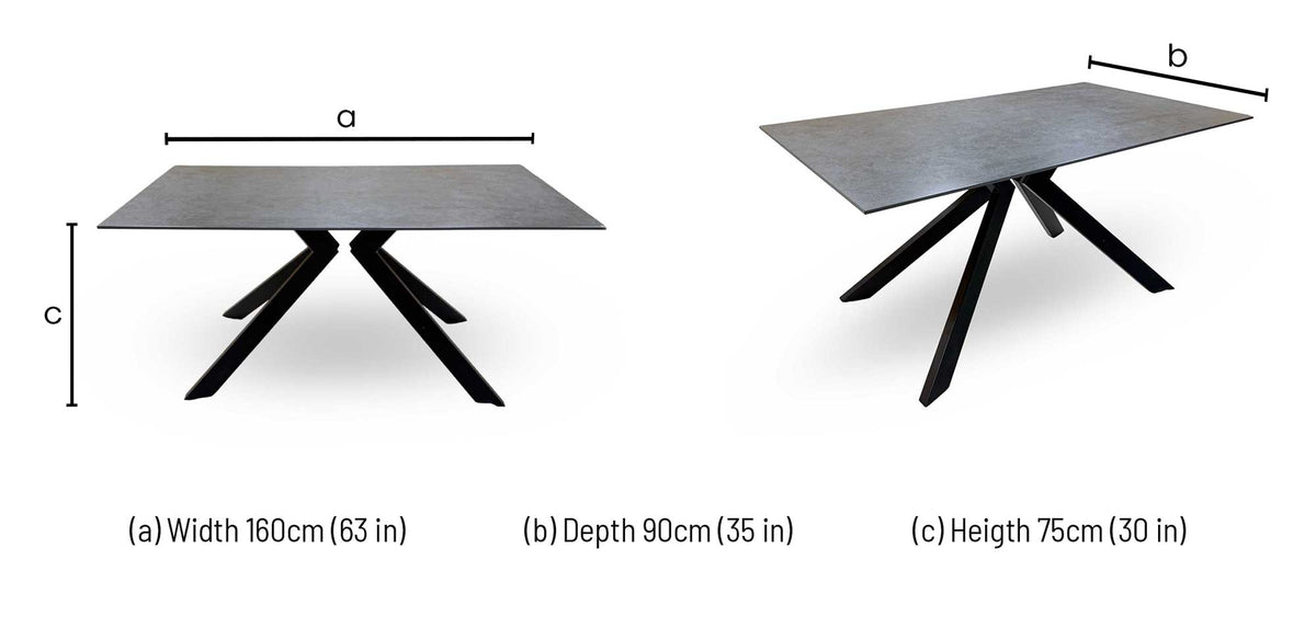 'Kya' Black Sintered Stone Top Dining Table