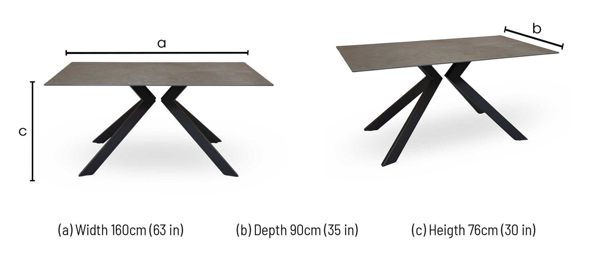 'Kya' Black Sintered Stone Top Dining Table
