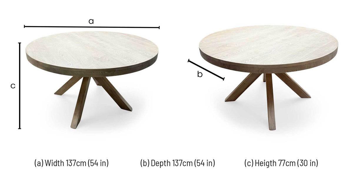 'Falun' Smoked Oak Solid Oak Round Dining Table
