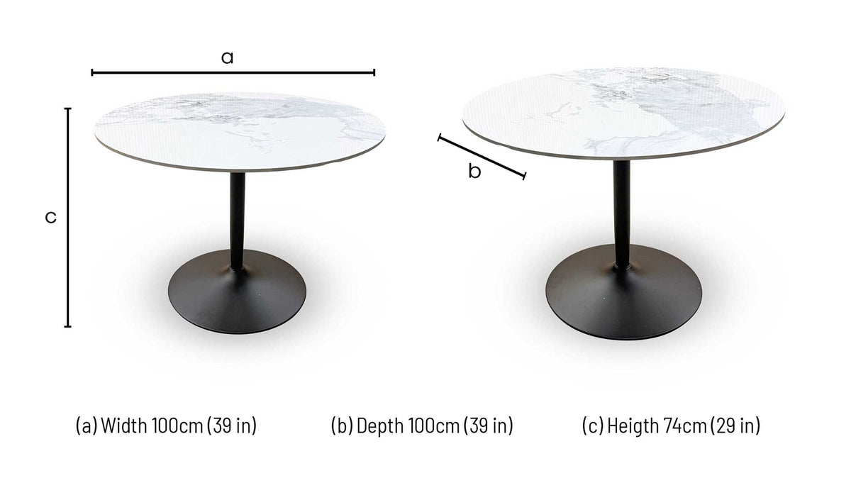 'Cody' White Ceramic Top Small Round Dining Table