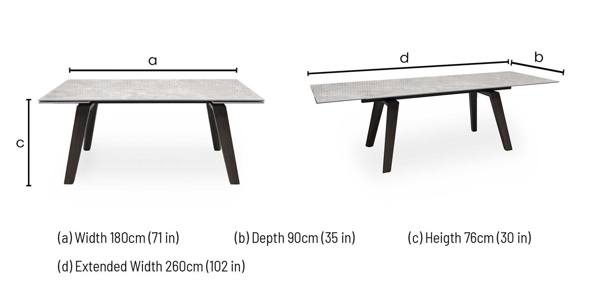 Axton Grey Marble Effect Sintered Stone Top Draw Leaf Extending Dining Table – view 7