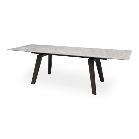Axton Grey Marble Effect Sintered Stone Top Draw Leaf Extending Dining Table