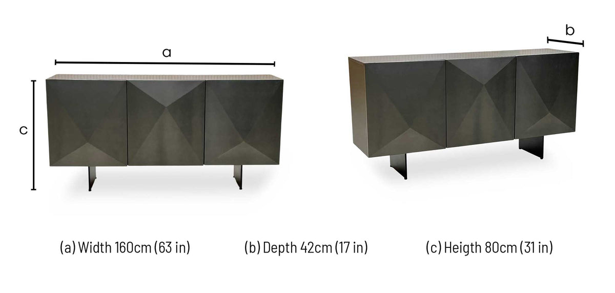 'Atlas' Grey Painted Finish 3 Door Sideboard