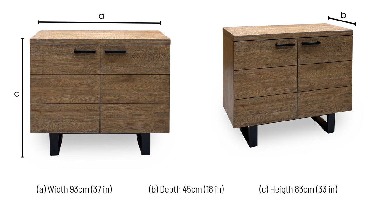 'Jupiter' Dark Oak Solid Oak 2 Door Sideboard
