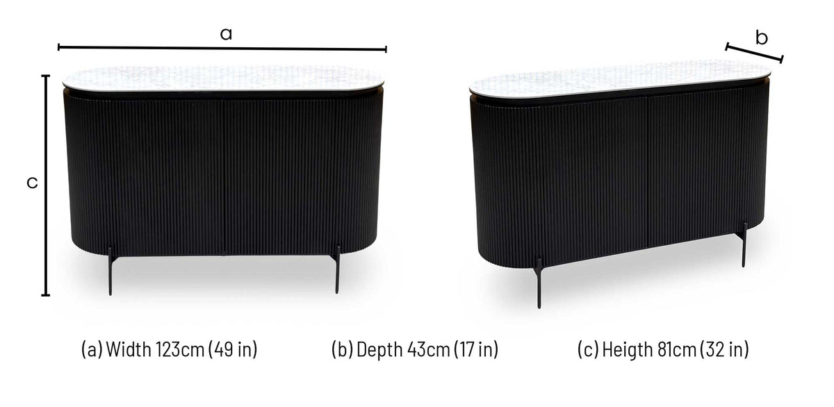 'Crete' White Ceramic Top 2 Door Sideboard