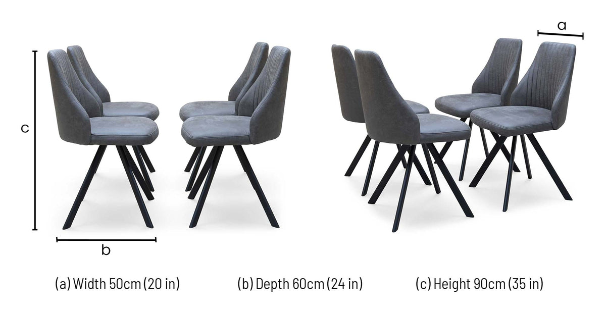 'Vida' Dark Grey Fabric Set of 4 Swivel Dining Chairs