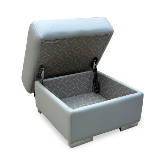 Nicoletti 'Galileo' Torello Alumino Grey Leather Storage Footstool