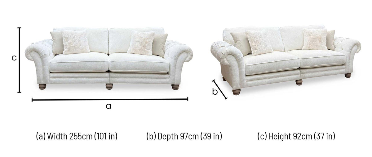 Ideal Home 'Cotswold' Burford Cream Wo Ft Fabric 4 Seater Classic Back Split Frame Sofa