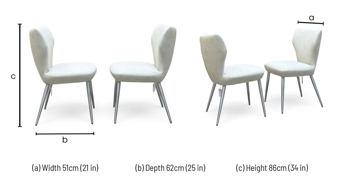 ‘Elegante’ Ivory White Faux Leather Pair of Dining Chairs