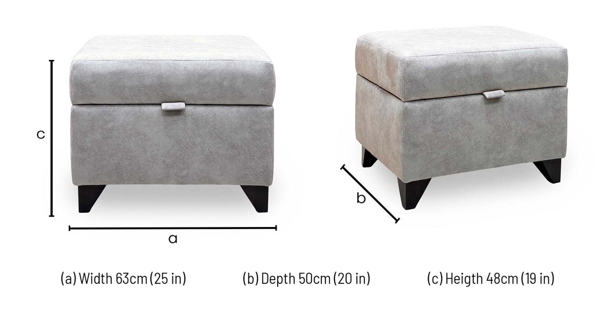 'Aura' Kenzo Oatmeal Velvet Fabric Storage Footstool