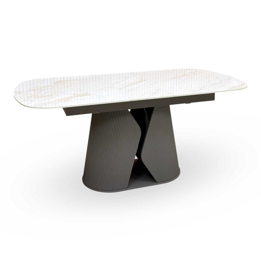 Ivy Neutral Marble Effect Ceramic Top 140cm Extending Dining Table