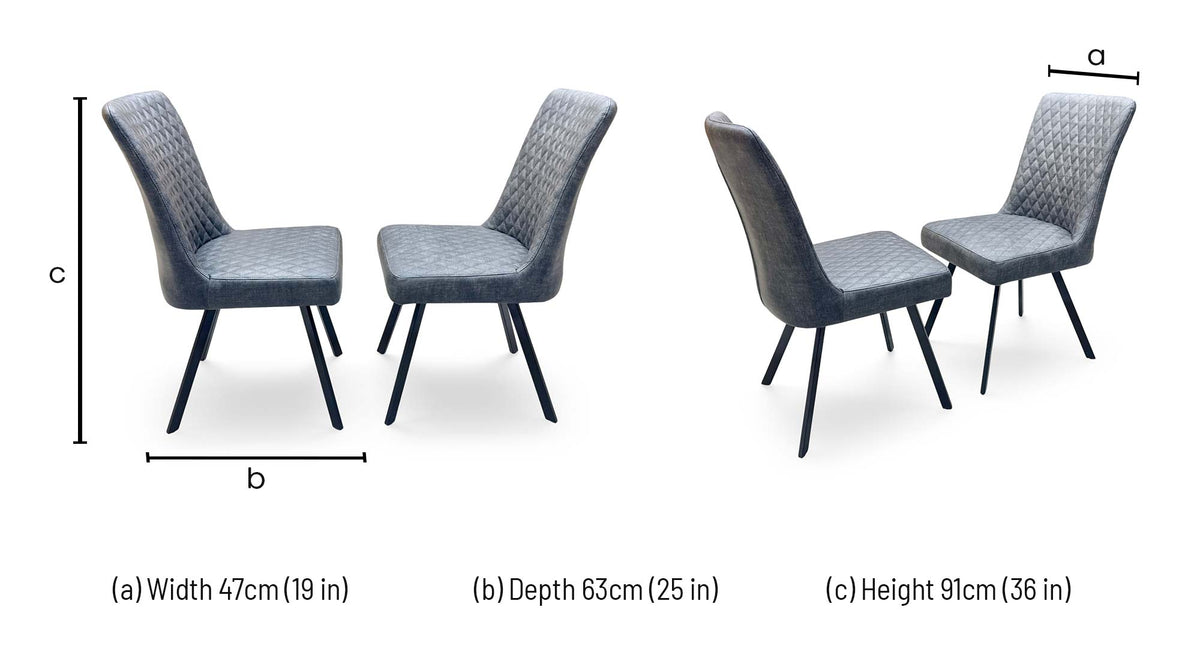 'Earth' Graphite Grey Fabric Pair of Dining Chairs