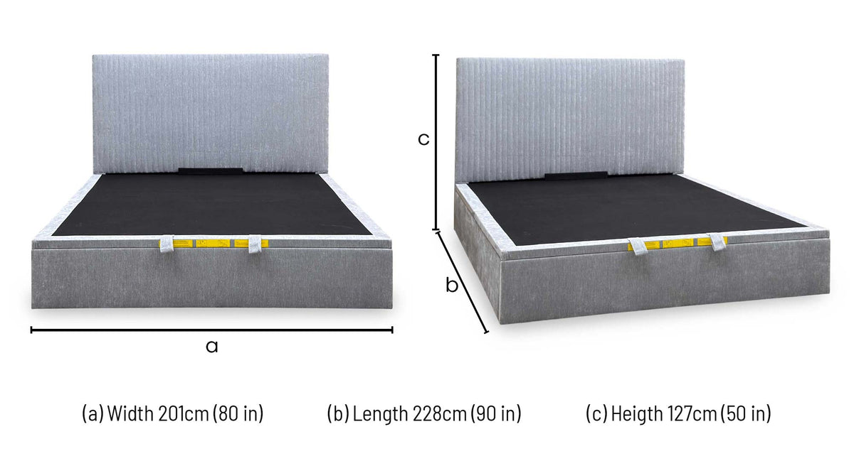 Duo+ Collection ‘Veron’ Silver Fabric End Lift Ottoman Bed Frame - Super King