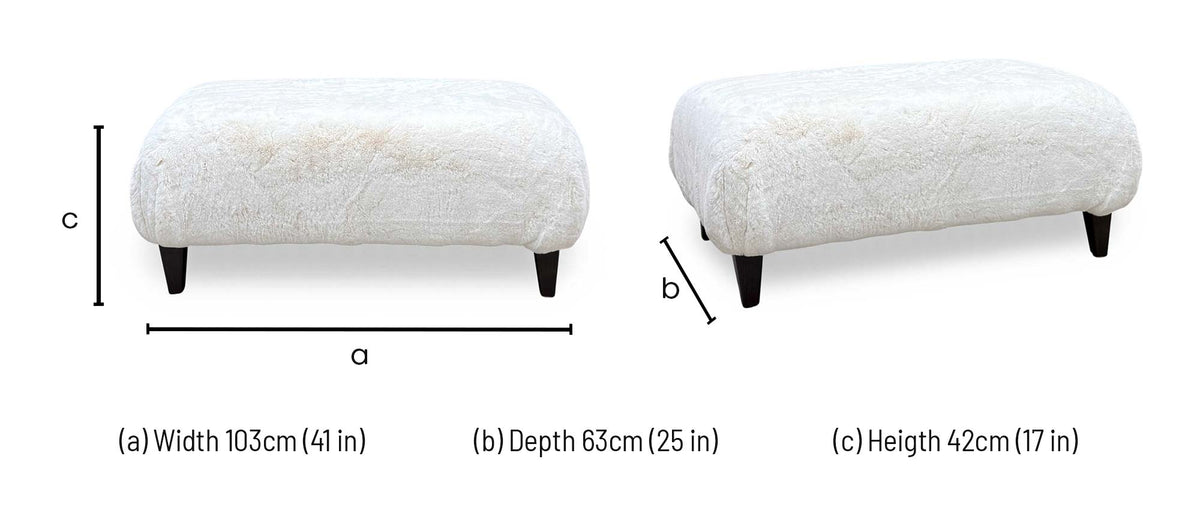 'Aura’ Bear Ivory Dw Ft Faux Fur Footstool