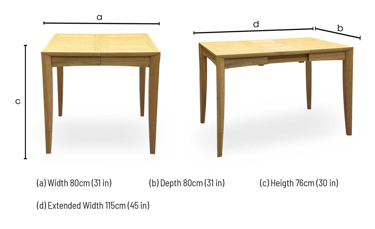 'Duplex’ Solid Oak Small Extending Dining Table
