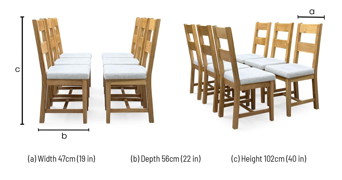 'Augusta' Clay Grey Upholstery Fabric Wooden Ladderback Set of 6 Dining Chairs