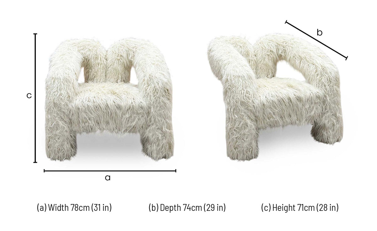 'Freyja’ Ivory Faux Fur Accent Chair