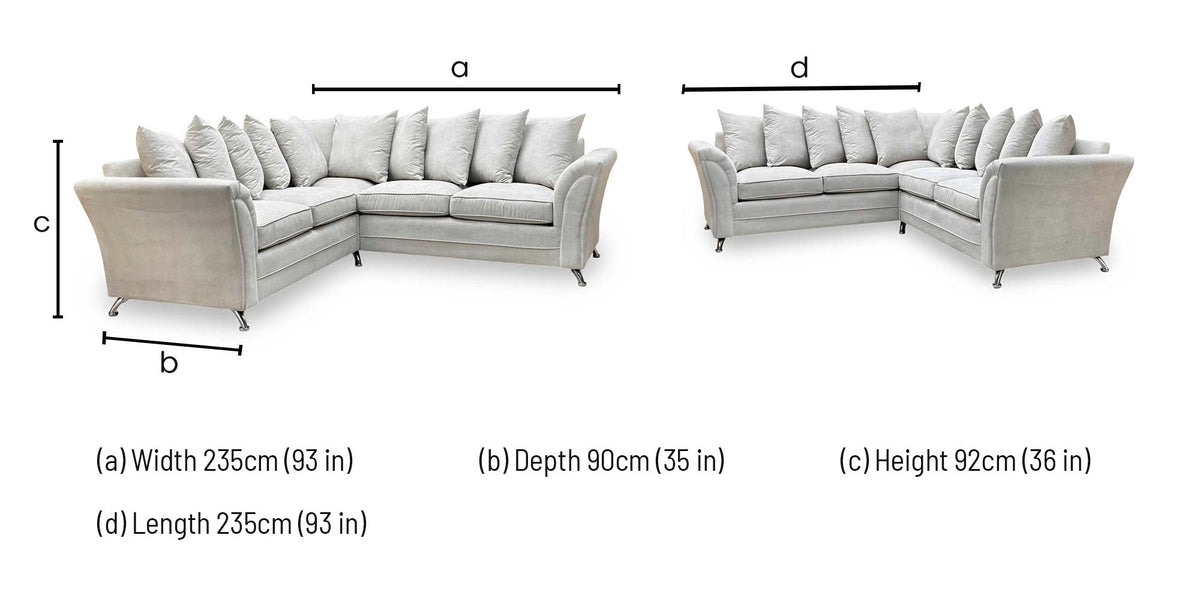 ‘Dury’ Natural Fabric Corner Group Scatter Back Sofa