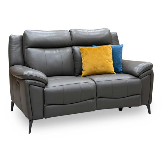 'Panache' Storm Grey Cat-60_21 Leather 2 Seater Power Recliner Sofa with Power Headrests