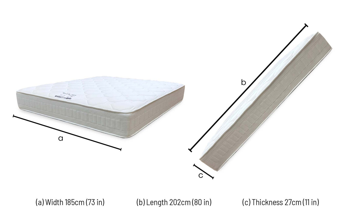 Nap 2000 natural pocket spring super king mattress dimensions: width 185cm, length 202cm, thickness 27cm