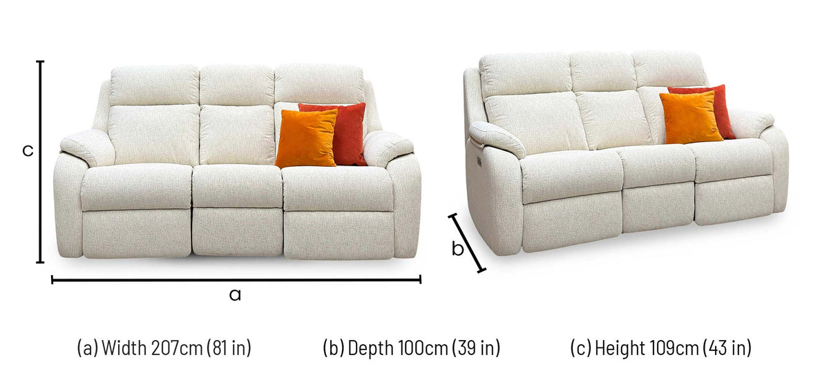 G Plan ‘Kingsbury’ C931 Rush Cream Woven Fabric 3 Seater Power Recliner Sofa with Power Headrests and Power Lumbar
