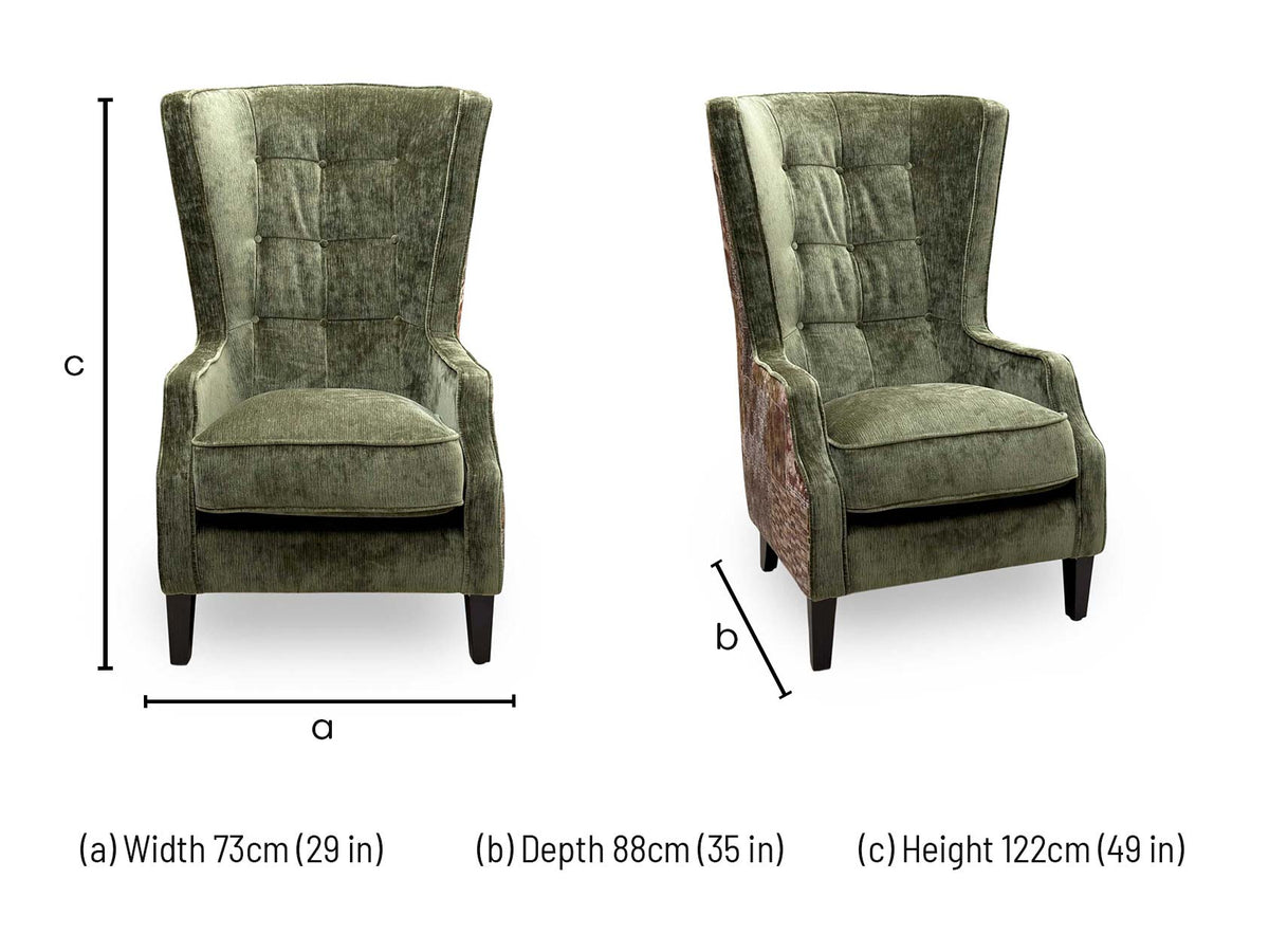 ‘Garland’ Cali Olive-Avi Green Heritage Dw Ft Patterned Fabric Accent Chair