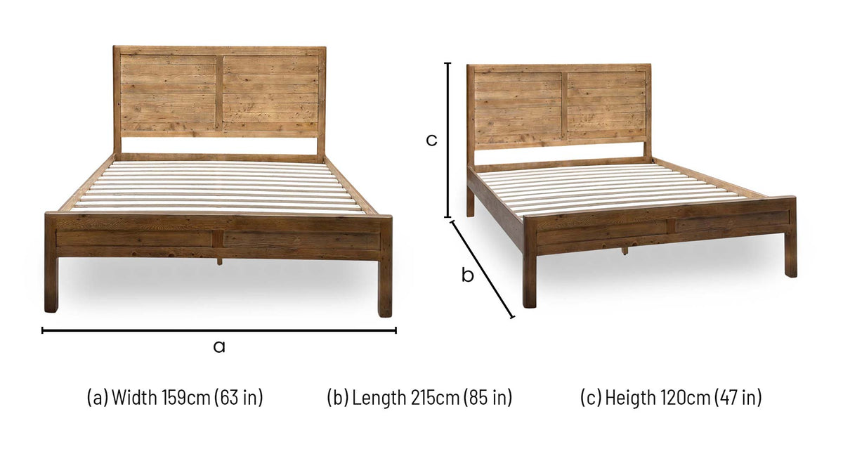 'Duncan' Dark Oak Reclaimed Pine Wooden Bed - King