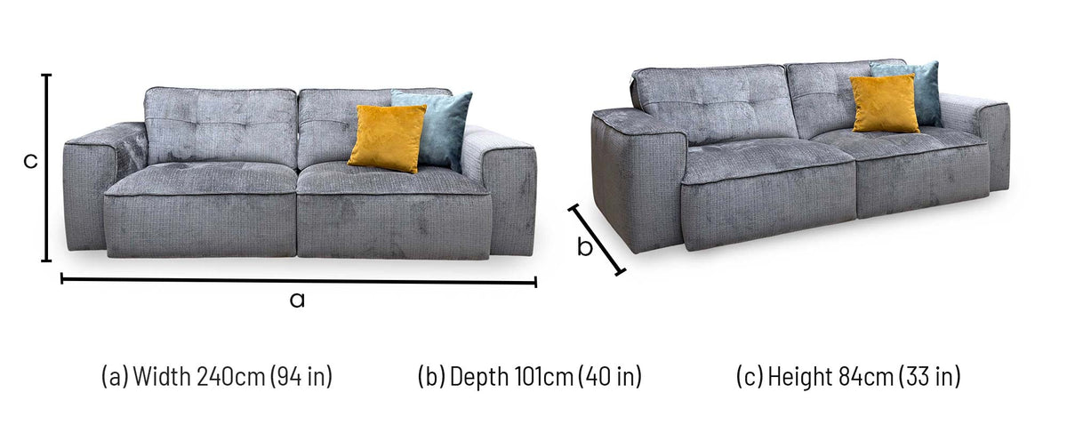 Italian Living ‘Cushino’ Niagara Grey 804 Linen Fabric 3 Seater Sofa