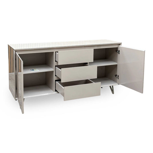 ‘Mirage’ Neutral Marble-Effect Ceramic Top 2 Door 3 Drawer Sideboard