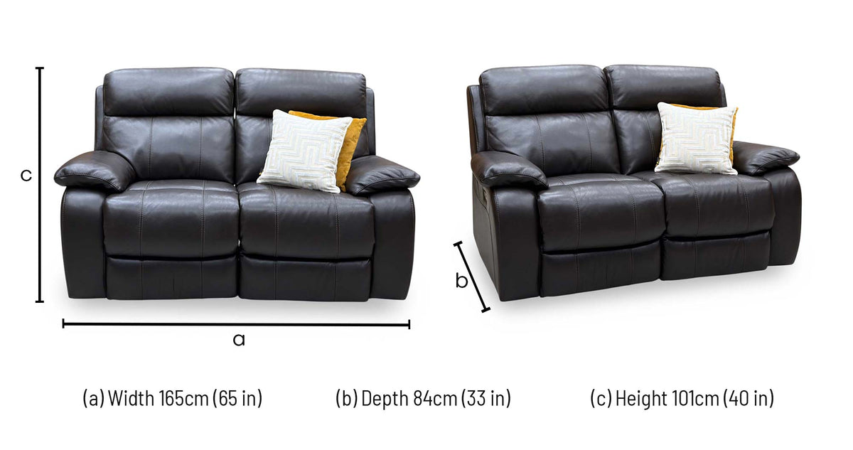 World of Leather ‘Moreno’ Nc-037c Dark Chocolate Brown Leather 2 Seater Power Recliner Sofa