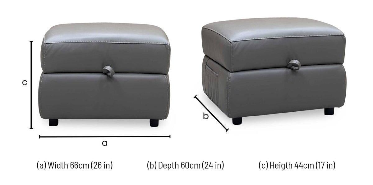 World of Leather 'Missouri' Bv-042e Elephant Grey Leather Storage Footstool