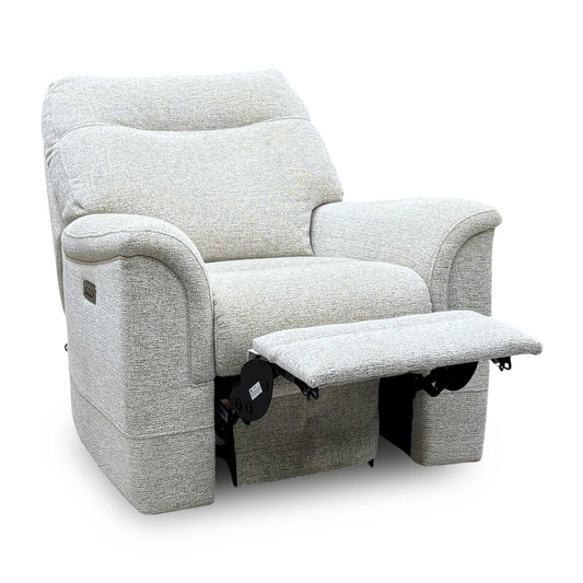 Parker Knoll ‘Hudson 23’ Caledonian Stone 001300-0055 Woven Fabric Power Recliner Chair with Power Headrest and Power Lumbar
