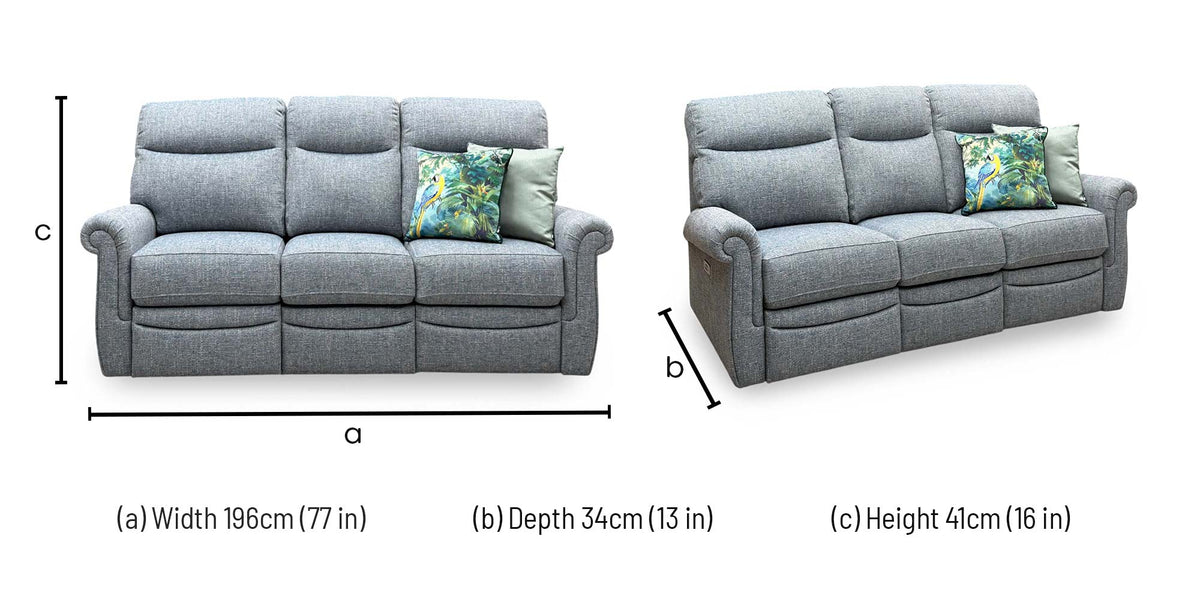 G Plan ‘Avon’ A020 Dapple Kingfisher Blue Fabric 3 Seater Power Recliner Sofa