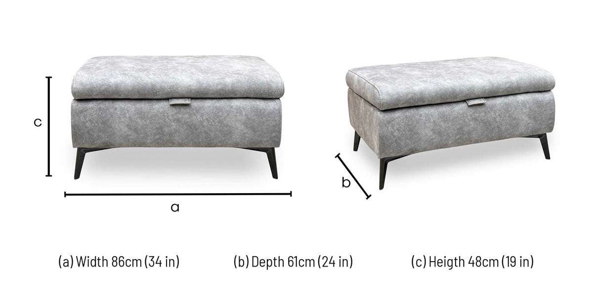 'Ezra' Marble Stone Grey Velvet Fabric Storage Footstool