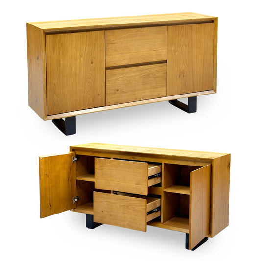 ‘Aydin’ Light Oak Veneer 2 Door 2 Drawer Sideboard