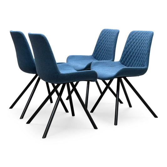 'Rocket' Mineral Blue Fabric Set of 4 Dining Chairs