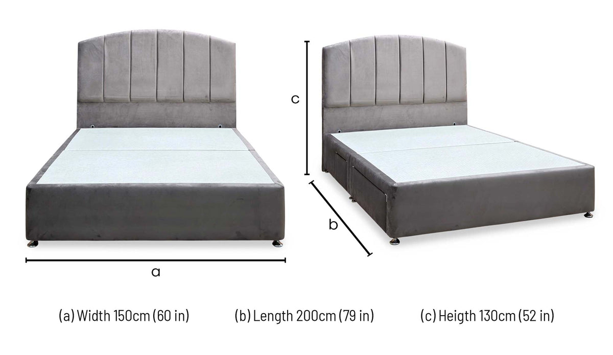 Artisan Collection ‘Bow’ Plush Mole Brown Fabric Standard Floor Standing Headboard + 4 Draw Continental Divan Base - King