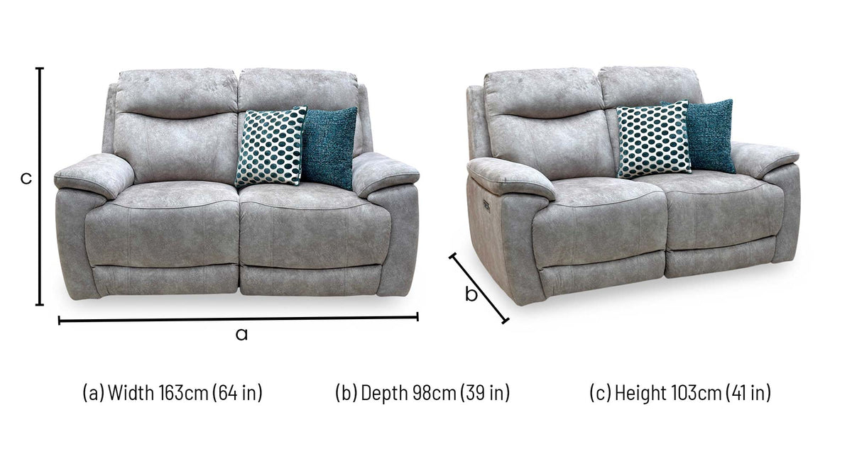‘Sloane’ Marble Charcoal Grey Velvet Fabric 2 Seater Power Recliner Sofa