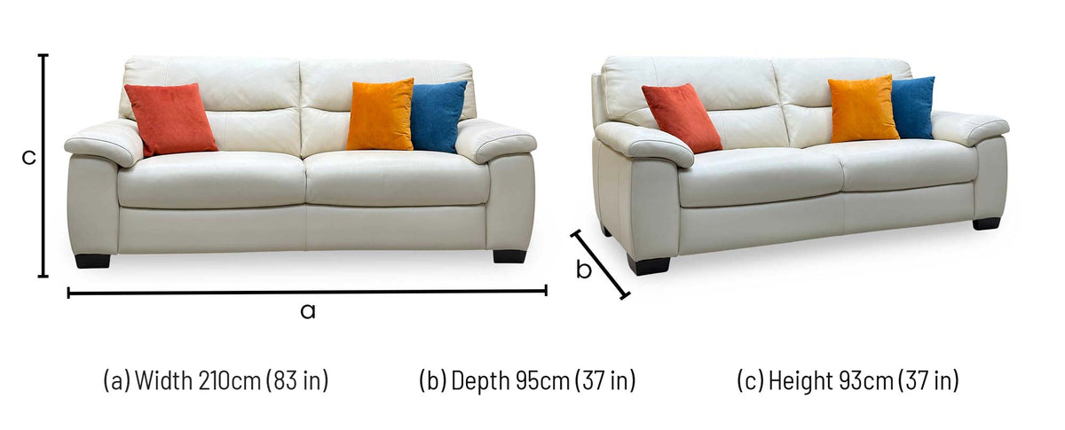 ‘Hetty’ Nc-862c Bisque Cream Leather 3 Seater Sofa